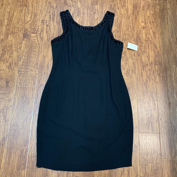 Pat Argenti Dresses & Skirts - Little black dress with scalloped straps NWT 16